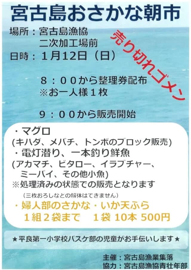 宮古島おさかな朝市＠宮古島漁協 二次加工場前