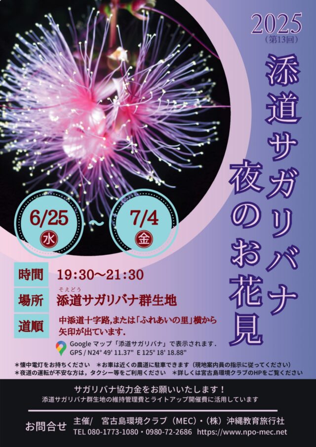 宮古島『添道サガリバナ 夜のお花見2025』開催！