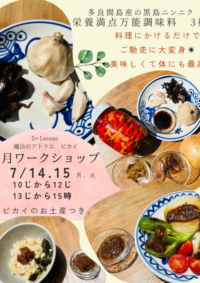 ワークショップ『多良間島産島ニンニクで作る黒にんにくの万能調味料3種』