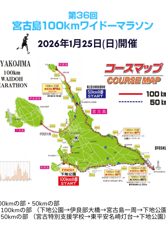 『第36回 宮古島１００kmワイドーマラソン2026』開催！